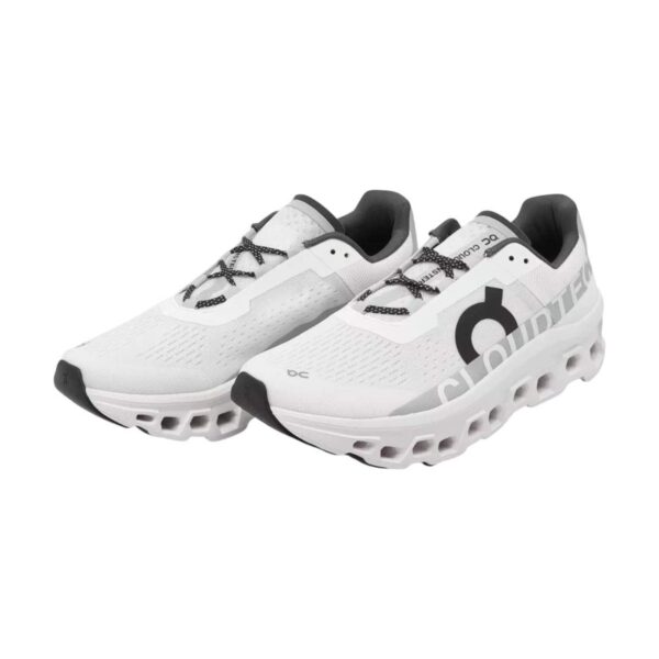 On Cloudmonster Running Shoes White/Black | STYLO